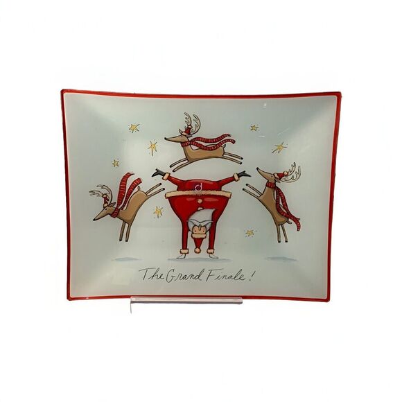 NWT Christmas Tray Prima Design Santa Leapong Reindeer The Grande Finale Stars - Picture 1 of 8